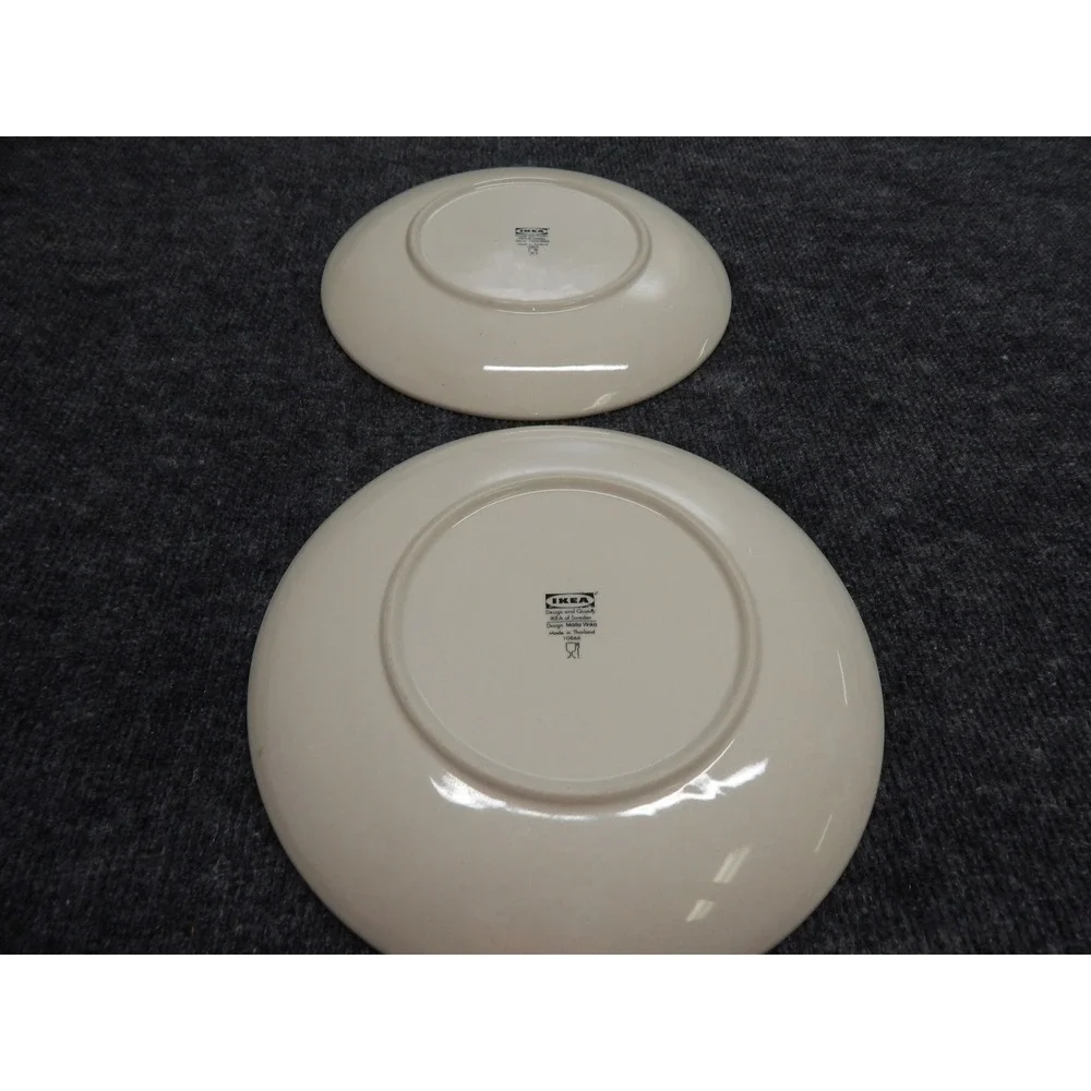 IKEA DINERA Beige Stoneware Plates Set of 2 Maria Vinka Design 10866 Thailand